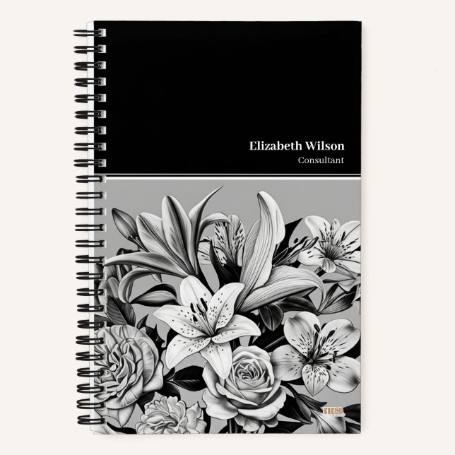Carnet Cuaderno Professional Black & White Flowers (Recto)