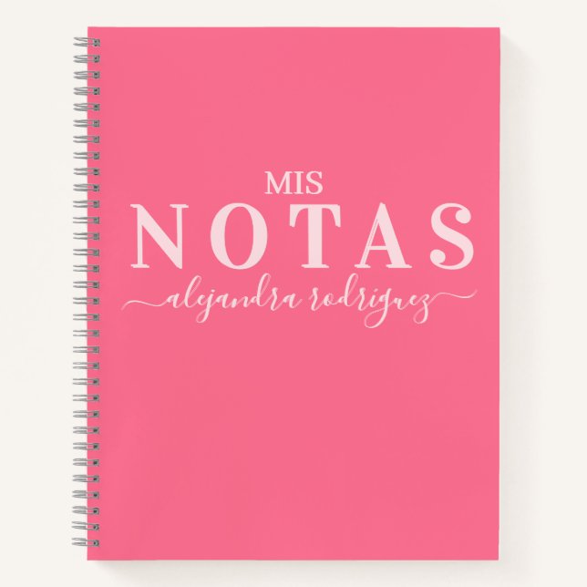 Carnet Cuaderno Rosa Coral Elegante con nombre (Devant)