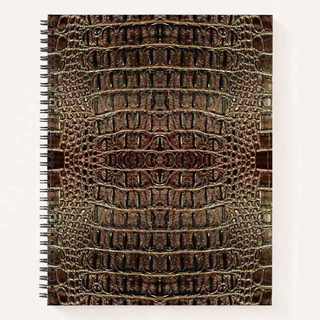Carnet Cuir Alligator Brown (Devant)