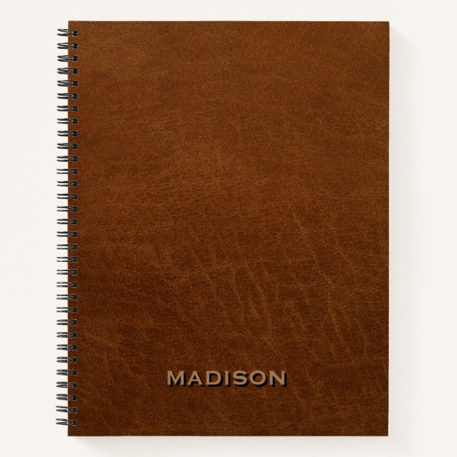 Carnet Cuir Brown Rustique personnalisé (Devant)