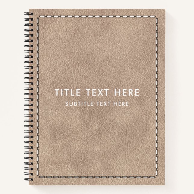 Carnet Cuir en daim beige Texture et piqûres (Devant)