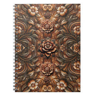 Carnet Cuir Faux Fleuris Vintage en Relief
