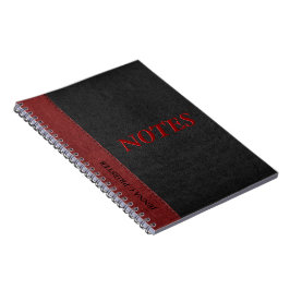 Carnet Cuir Faux Noir Et Rouge