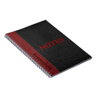 Carnet Cuir Faux Noir Et Rouge