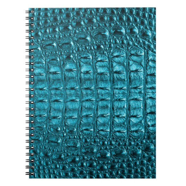 Carnet cuir girly d'alligator de bleu de turquoise de (Devant)