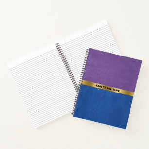 Carnet Cuir synthétique vintage bleu et violet minimalist
