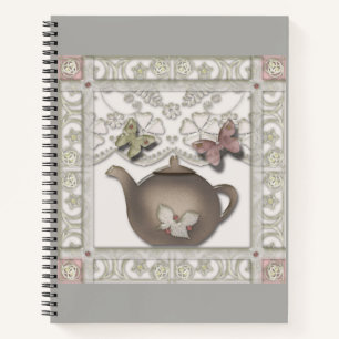 Carnet Cuisine en verre thé pot couleurs beige
