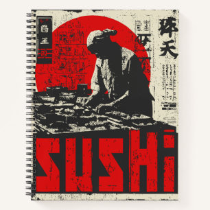 Carnet Cuisine japonaise sushi avec soleil rouge Alimen