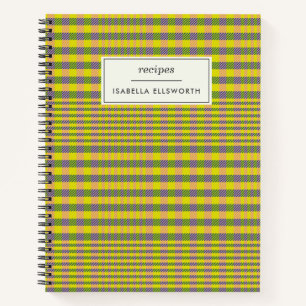 Carnet Cuisine Jaune Plaid Retro Fun Recette personnalisé