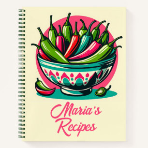 Carnet Cuisine mexicaine personnalisée Chili Pop Art Rece