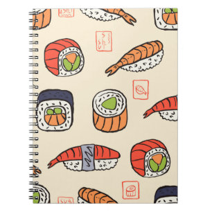 Carnet Cuisine sushi, design motif sans soudure.