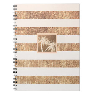 Carnet Cuivre et crème Palmiers tropicaux Moderne Chic