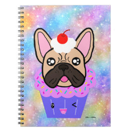 Carnet Cupcake French Bulldog mignon Rainbow Sparkle