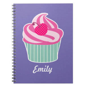 Carnet Cupcake rose personnalisé avec cerise Pointe Polka