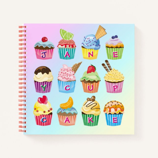 Carnet Cupcakes Ajouter Votre Nom Monogram Muffin Cute Tr (Devant)