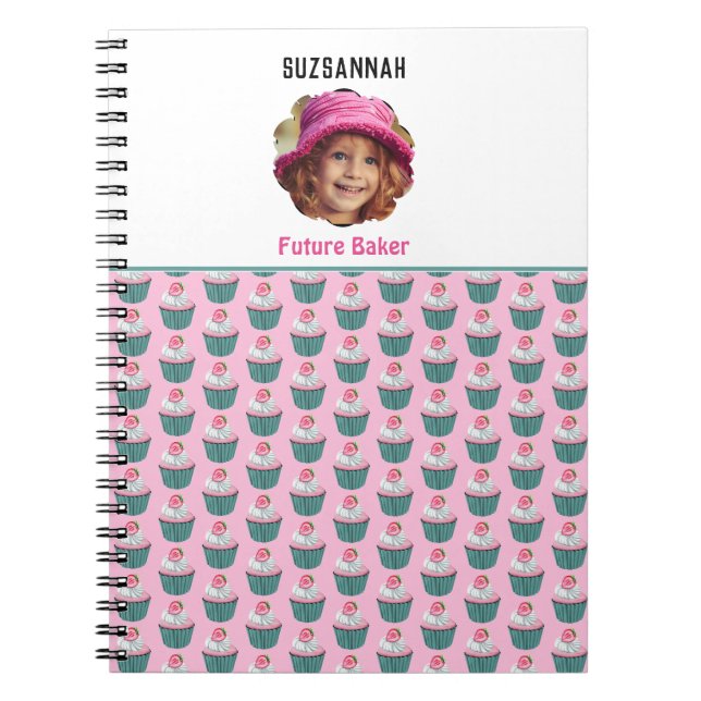 Carnet Cupcakes Scalloped Nom du Modèle photo personnalis (Devant)