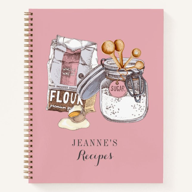 Carnet Custom Flour Sugar Measuring Spoons Recipe (Devant)