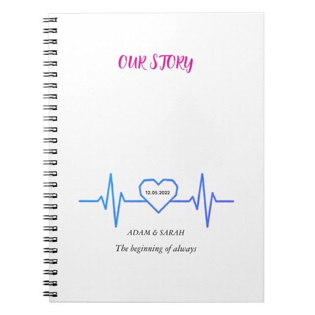 Carnet Custom Heartbeat Photo Notebook - Personalized Dat (Devant)