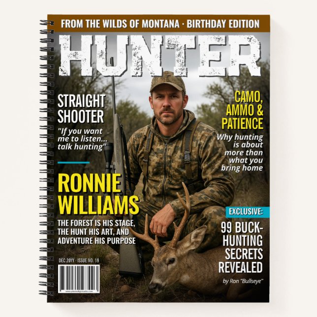 Carnet Custom HUNTER Magazine Cover Journal, Hunter Gift (Devant)