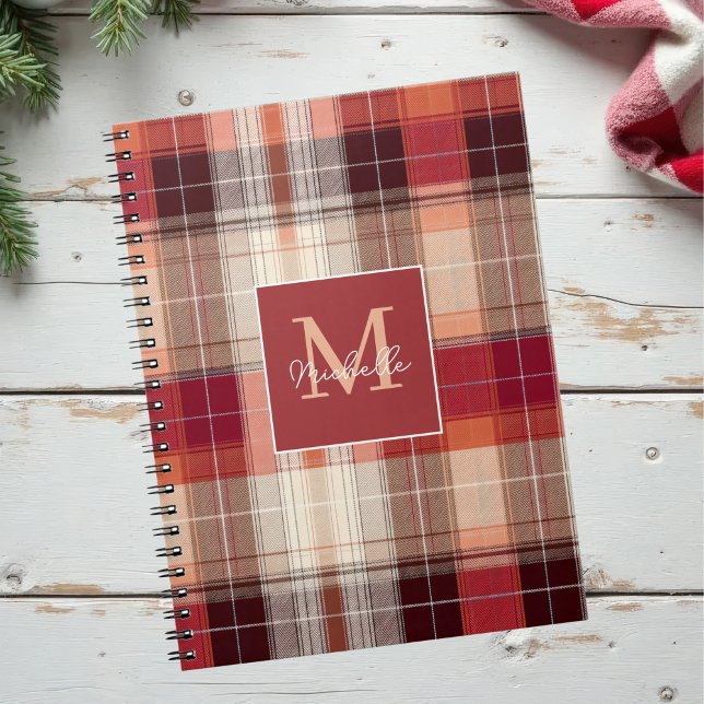 Carnet Custom Monogram Festive Gingham Style Pattern (Créateur téléchargé)