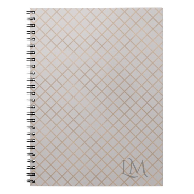 Carnet Custom Monogram Gold & Gray Taupe Notebook (Devant)