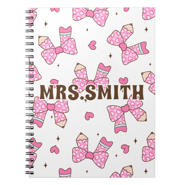 Carnet Custom Name Pencil Coquette Bow  (Devant)