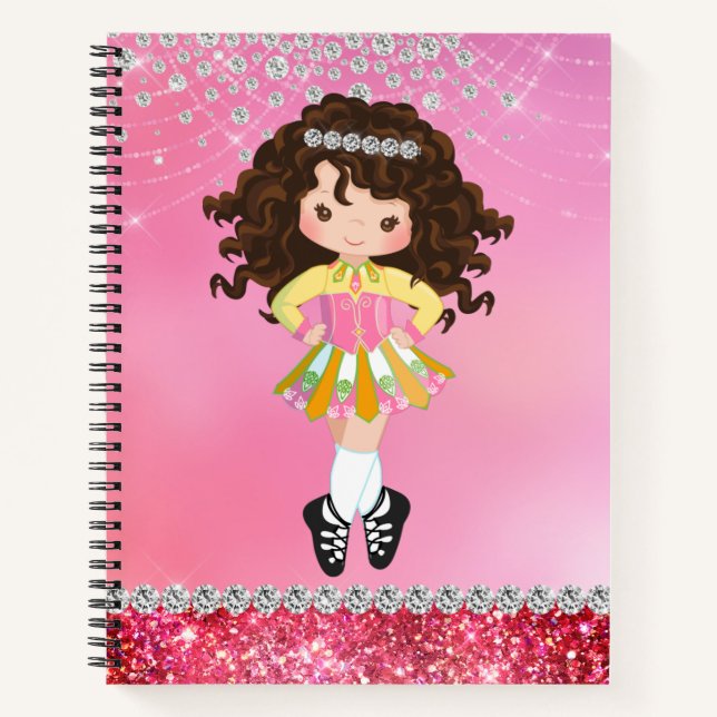 Carnet Custom Pink Glam Irish Dance Brunette (Devant)