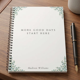 Carnet Custom Sage Green Botanical Self Care Quote Trendy