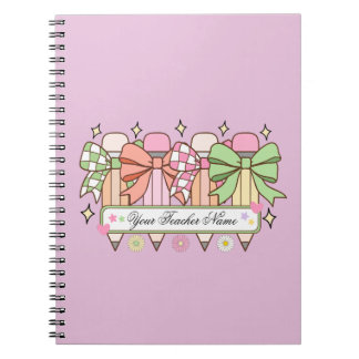 Carnet Custom Teacher Name Notebook | Cute Bow Teacher