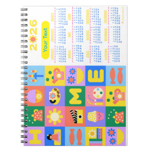 Carnet Customisé Cute and Happy Home Calender 2026