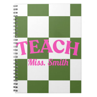Carnet Customizable Green Checkered Teacher Notebook