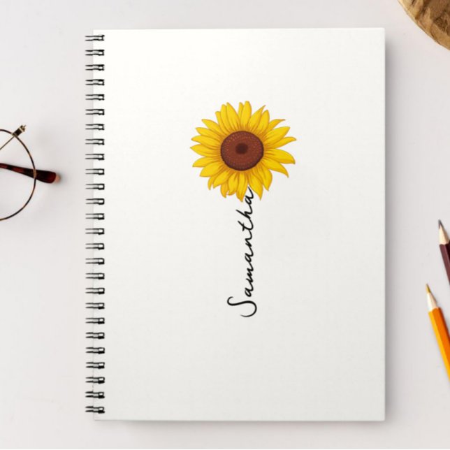 Carnet Customized minimal sunflower notebook, personalize (Créateur téléchargé)