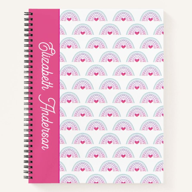 Carnet Cut Pink Boho Rainbow Girl (Devant)