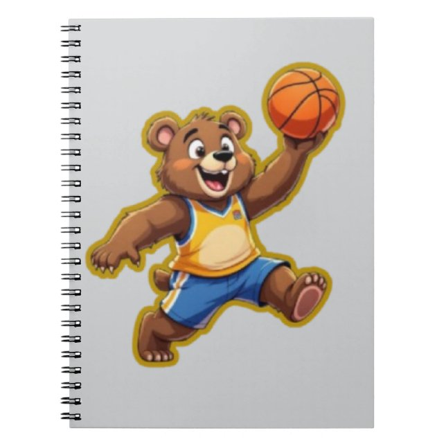 Carnet Cute 3D Teddy Bear Playing Basketball – Adorable S (Devant)
