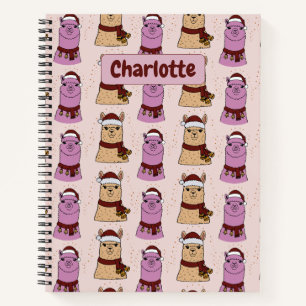Carnet Cute alpaca sans couture motif nom personnalisé
