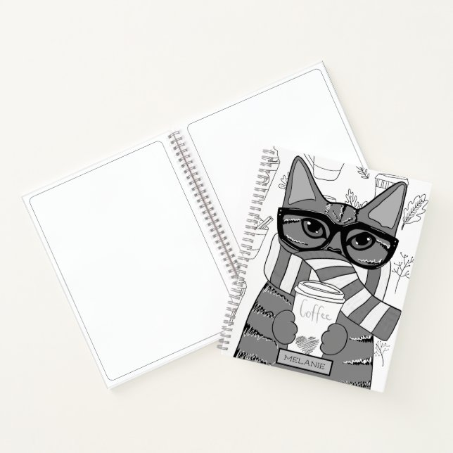Carnet Cute amateur de café et de chats Personnalisé (Intérieur)