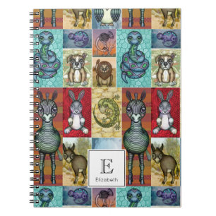 Carnet Cute Animal Collage Folk Art Design Personnalisé