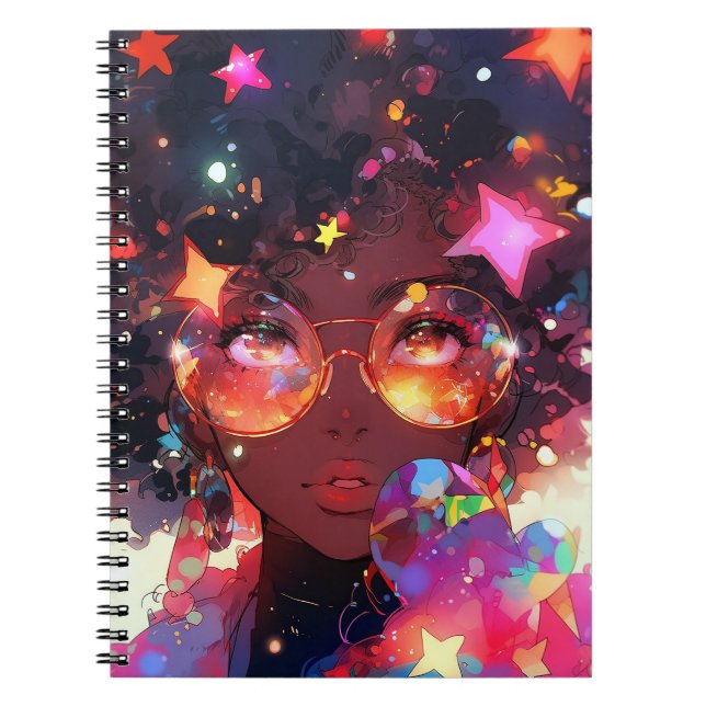 Carnet Cute Anime Girl African American Art (Devant)