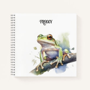 Carnet Cute Aquarelle Arbre Frog, personnalisé