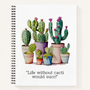 Carnet Cute aquarelle cactus succulents dans les pots