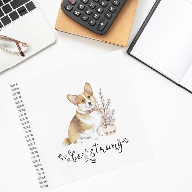 Carnet Cute aquarelle Corgi Soyez forte calligraphie (Créateur téléchargé)