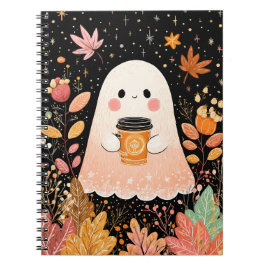 Carnet Cute Autumn Ghost with Pumpkin Coffee – Cozy Fall 