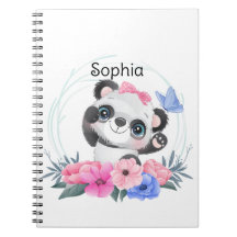 Cute Baby Panda Flower Wreath Nom personnalisé