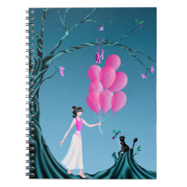 Carnet Cute Ballerina & Cat Night Sky