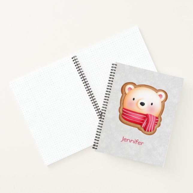 Carnet Cute Bear Face Red Scarf et Rosy Cheeks Christmas (Intérieur)