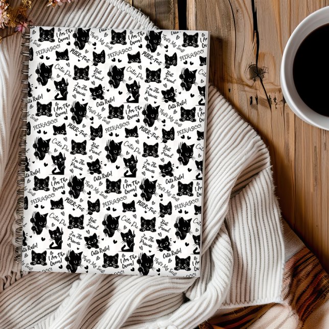 Carnet Cute Black Cats et Motif des paroles (Cute Black Cats and Sayings with Hearts Pattern for Cat Lovers and Halloween Notebook)