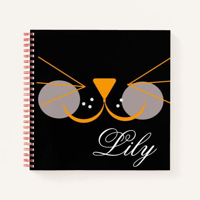 Carnet Cute Black Chat Face Drôle (Devant)
