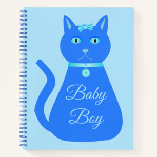 Carnet Cute Blue Baby Boy Chat Personnalisé