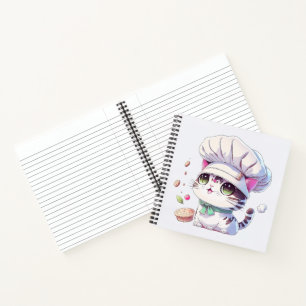 Carnet Cute boulangère Chef Chat Kitten avec pain  