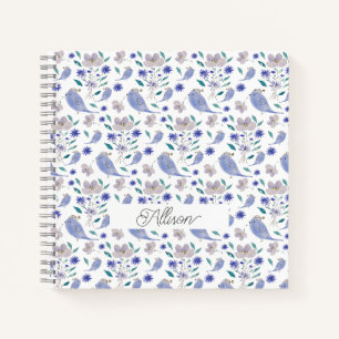 Carnet Cute Bruant Et Casquette Fleur Bleu